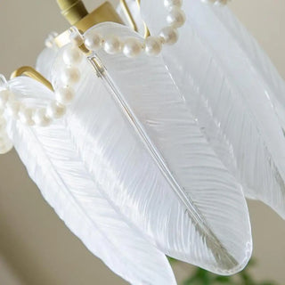 ZOWALA - Elegant Bedroom Feather Round Glass Pendant Light Image - 8