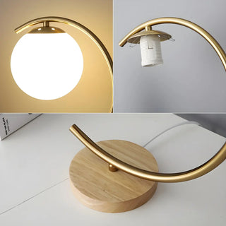 Elegant Simple Glass Globe Curved Metal Table Lamp Zawala Image - 11