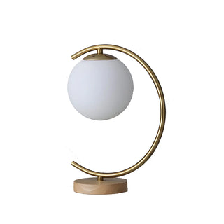 Elegant Simple Glass Globe Curved Metal Table Lamp Zawala Image - 12