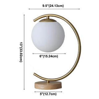 Elegant Simple Glass Globe Curved Metal Table Lamp Zawala #size