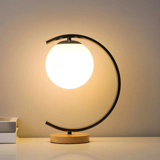 Elegant Simple Glass Globe Curved Metal Table Lamp Zawala Image - 2