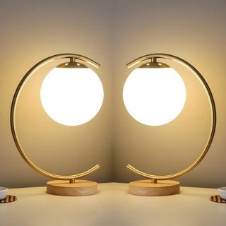 Elegant Simple Glass Globe Curved Metal Table Lamp Zawala Image - 4