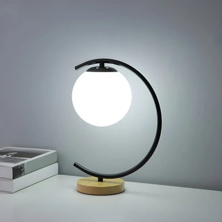 Elegant Simple Glass Globe Curved Metal Table Lamp Zawala Image - 5