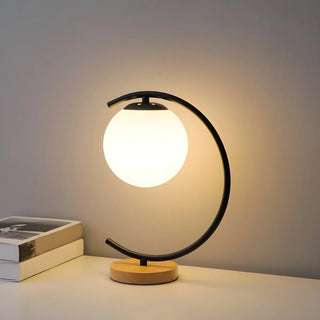 Elegant Simple Glass Globe Curved Metal Table Lamp Zawala Image - 6