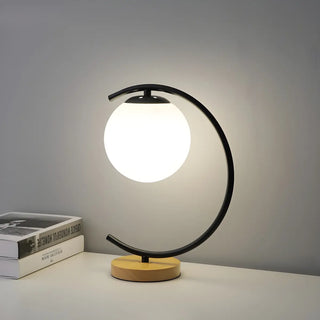 Elegant Simple Glass Globe Curved Metal Table Lamp Zawala Image - 7