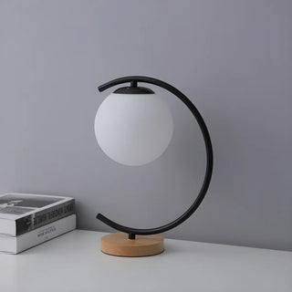 Elegant Simple Glass Globe Curved Metal Table Lamp Zawala Image - 8