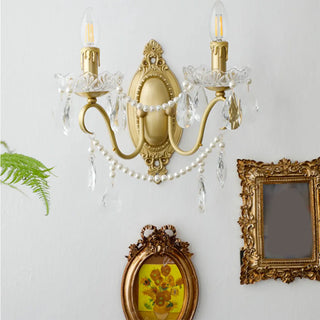 ZOWALA - Modern Gold Metal Crystal Wall Sconce Image - 3