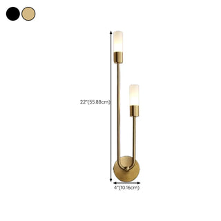 Modern Gold Dual Cylindrical LED Wall Sconce Light Zawala #size