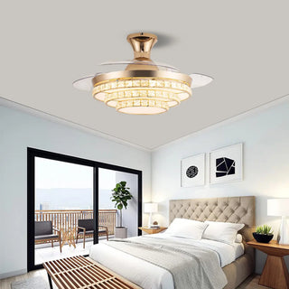 ZOWALA - Elegant Gold 4 Blades Ceiling Fan Light Image - 1