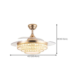 ZOWALA - Elegant Gold 4 Blades Ceiling Fan Light Image - 18