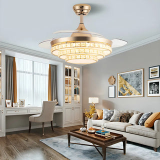 ZOWALA - Elegant Gold 4 Blades Ceiling Fan Light Image - 3