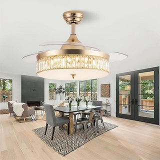 ZOWALA - Elegant Gold 4 Blades Ceiling Fan Light Image - 4