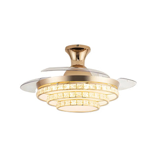 ZOWALA - Elegant Gold 4 Blades Ceiling Fan Light Image - 7