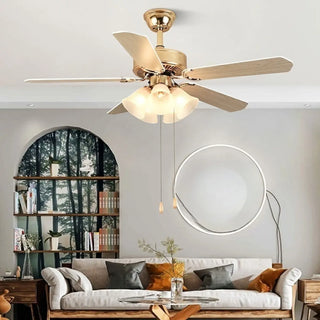 Modern Elegant 5 Blade Flower Shade Ceiling Fan Light Zawala Image - 1
