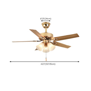 Modern Elegant 5 Blade Flower Shade Ceiling Fan Light Zawala Image - 19