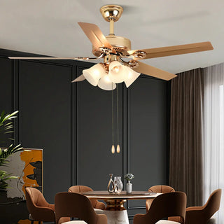 Modern Elegant 5 Blade Flower Shade Ceiling Fan Light Zawala Image - 2