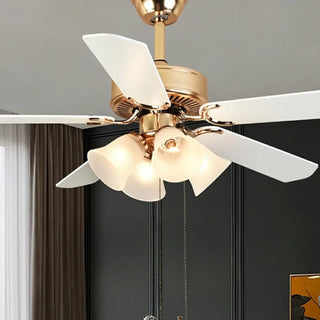 Modern Elegant 5 Blade Flower Shade Ceiling Fan Light Zawala Image - 3