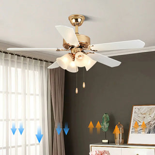 Modern Elegant 5 Blade Flower Shade Ceiling Fan Light Zawala Image - 4
