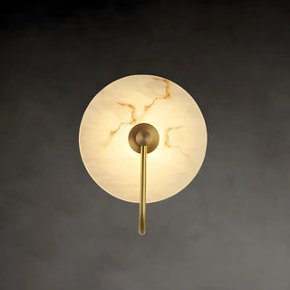 Nordic Gold Round Alabaster Living Room LED Wall Sconce Zawala Image - 10