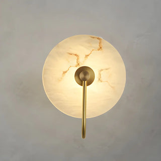 Nordic Gold Round Alabaster Living Room LED Wall Sconce Zawala Image - 11