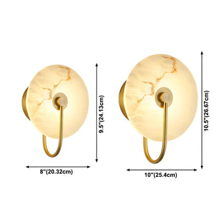 Nordic Gold Round Alabaster Living Room LED Wall Sconce Zawala #size