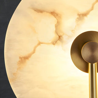 Nordic Gold Round Alabaster Living Room LED Wall Sconce Zawala Image - 6