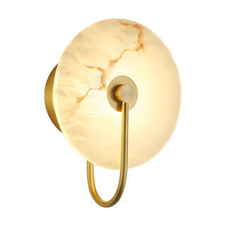 Nordic Gold Round Alabaster Living Room LED Wall Sconce Zawala Image - 7