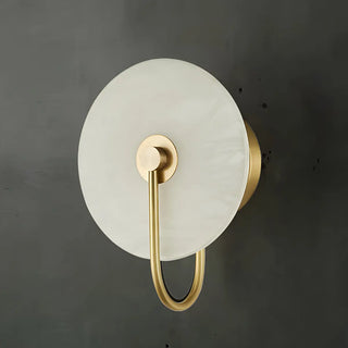Nordic Gold Round Alabaster Living Room LED Wall Sconce Zawala Image - 8