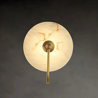 Nordic Gold Round Alabaster Living Room LED Wall Sconce Zawala Image - 9