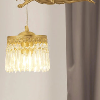 ZOWALA - Elegant Gold Angel Crystal Adjustable Height Pendant Light Image - 8