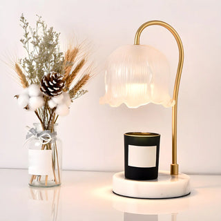 Elegant White Floral Glass Adjustable Light Table Lamp Zawala Image - 1