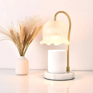 Elegant White Floral Glass Adjustable Light Table Lamp Zawala Image - 2