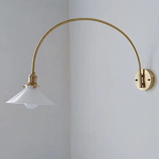 Simplistic Globe Glass Shade Gold Arc Wall Sconce Image - 7