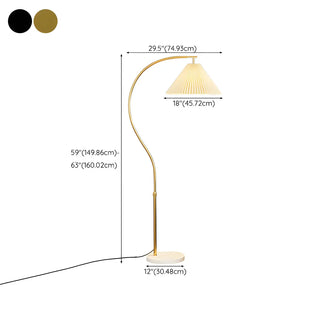 Elegant Gold Arc LED Floor Lamp with Pleated Shade Zawala #size