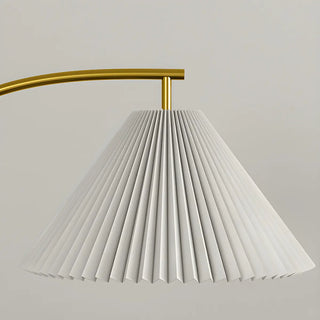 Elegant Gold Arc LED Floor Lamp with Pleated Shade Zawala Image - 6