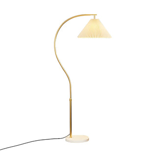 Elegant Gold Arc LED Floor Lamp with Pleated Shade Zawala Image - 9