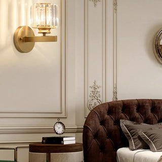 ZOWALA - Elegant Brass and Crystal Wall Light Fixture Image - 1