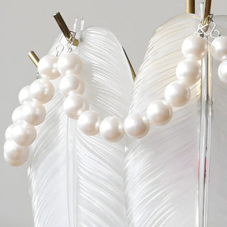 ZOWALA - Elegant Clear Crystal Pearl Decor Floral Drum Pendant Light Image - 12