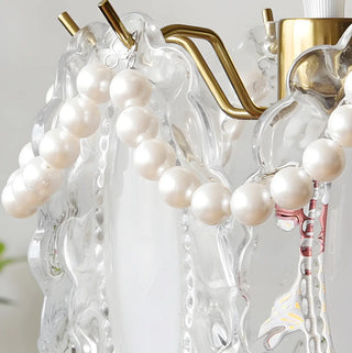 ZOWALA - Elegant Clear Crystal Pearl Decor Floral Drum Pendant Light Image - 13