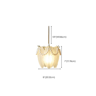 ZOWALA - Elegant Clear Crystal Pearl Decor Floral Drum Pendant Light Image - 15