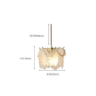 ZOWALA - Elegant Clear Crystal Pearl Decor Floral Drum Pendant Light Image - 16