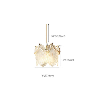 ZOWALA - Elegant Clear Crystal Pearl Decor Floral Drum Pendant Light Image - 17