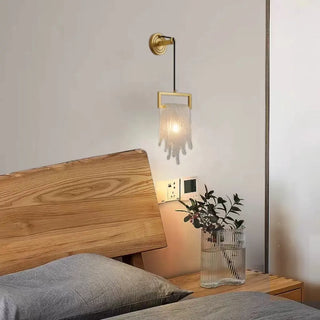 Sophisticated Crystal Tassels Gold Bedside Wall Light Zawala Image - 3