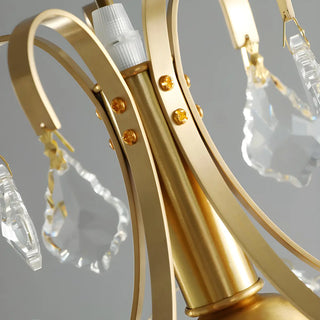 European Gold Curved Arm Crystal Dining Room Pendant Light Zawala Image - 4