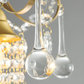 European Gold Curved Arm Crystal Dining Room Pendant Light Zawala Image - 5