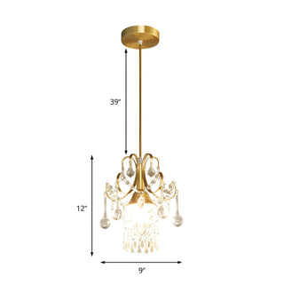 European Gold Curved Arm Crystal Dining Room Pendant Light Zawala #size