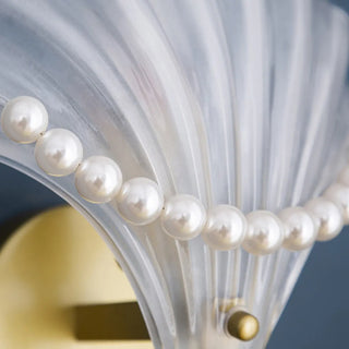 Seashell Pearl Accents and Gold Metal Wall Sconce Zawala Image - 10