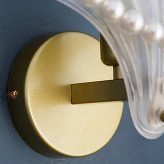 Seashell Pearl Accents and Gold Metal Wall Sconce Zawala Image - 11
