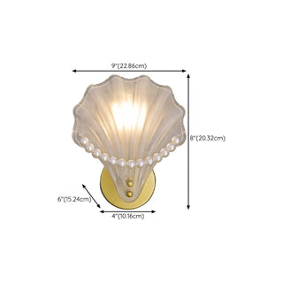 Seashell Pearl Accents and Gold Metal Wall Sconce Zawala #size