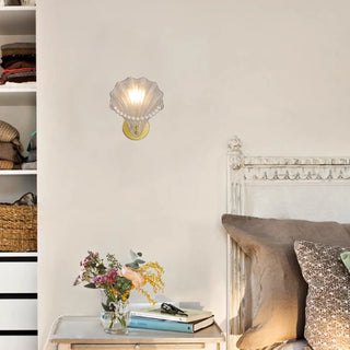 Seashell Pearl Accents and Gold Metal Wall Sconce Zawala Image - 4